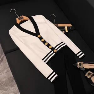 Ele Knitted Cardigan Women's Top Faionable Spring 2026 Trendy Outerwear D25 Long Sve Striped Single Button Closure - AliExpress Sweaters&Jumpers