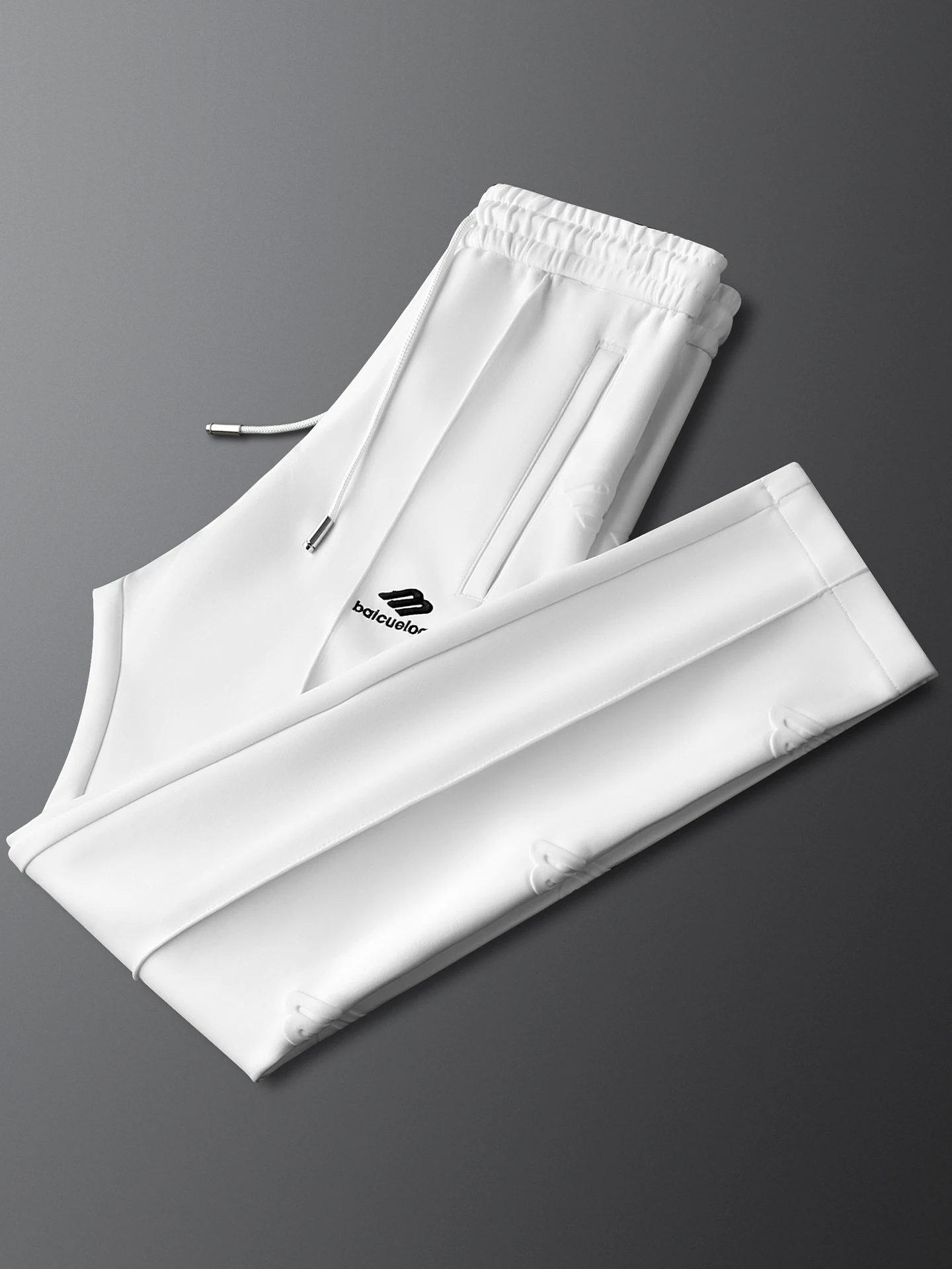 White Men's Spor Casual Pants Elastic Waist Straight Leg Fit Pure Color Sweatpants Letter Emed Versatile - AliExpress Pants