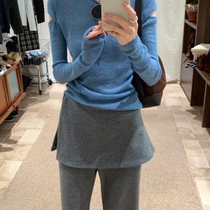 Blue Korean Sle Long Sve oulder Bared Knitted Sweater Women Slim Fit Autumn Winter New Design Sense Top for Girls - AliExpress Sweaters&Jumpers