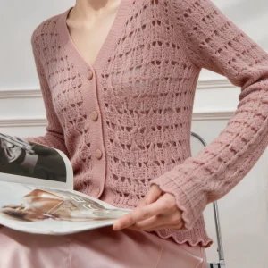 Pink V-Ne Knitted Sweater Hollow out Embroidery Unique Beautiful Miu Sle Spring New Women's Faion Casual Commute Sle - AliExpress Sweaters&Jumpers