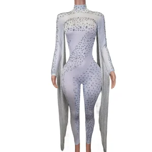 Wholesale Sexy Rhinestone Tassel One Piece Bodysuit Show Pole Dance Wear Ladies Party Rompers Women Stage Performance Jumpsuits - AliExpress Jumpsuits&Rompers