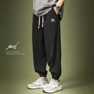 Summer Thin Ice Silk Qui Dry Loose Fit Casual Pants Men's American Retro Fitn Running Air Conditioning Sports Trousers - AliExpress Pants