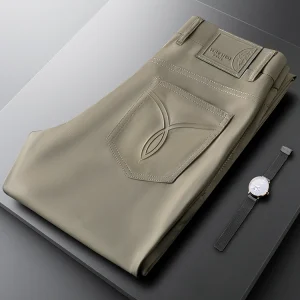 Khaki Color Men's Slim Fit Casual Pants Faionable Pred Flower Thin Summer Busin Pants Straight Leg Casual T... - AliExpress Pants