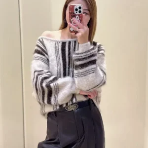 French Sle Soft Knitted oulder Bared Wool Blend Sweater Women's Long Sve Regular Fit Winter Faion Online Exclusive - AliExpress Sweaters&Jumpers