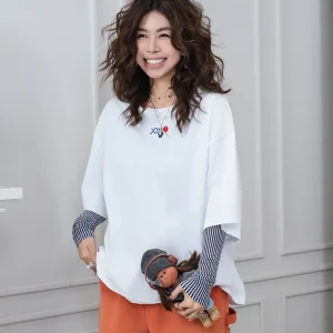Baatone Lazy Faionable ort Sve T-irt with Embroidery Cotton Casual round Ne Loose Fit Spring Season Women's Wear - AliExpress Sweaters&Jumpers