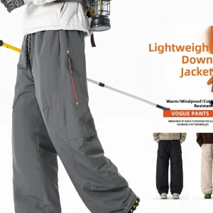 Men's down Snowboarding Pants Outdoor Windproof Waterproof Winter Cold Weather Trousers Faionable Straight Leg Trousers - AliExpress Pants