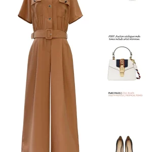 Loose Thin Wide Leg Pants Jumpsuit ort Sve V Ne Slimming Set Women's Faion Spring Summer New Arrival  Suit - AliExpress Jumpsuits&Rompers