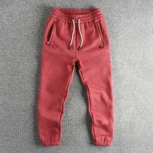 Zipper Pocket Design American Casual Heavy Weight Plus Fleece Thick Sweatpants Men's Warm Ankle Pants - AliExpress Pants