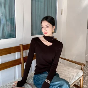 Binguo Women's Knitted Wool Blend f High Collar Slim Fit Base irt Early Spring Design Sense Commute Sle Long Sve - AliExpress Sweaters&Jumpers