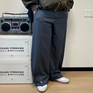 American Design Pants with Button Open Legs Men's Straight Leg Clean Fit Pants - AliExpress Pants