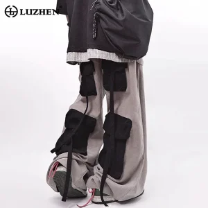 LUZHEN Personalized Color Contrast Pockets Decorate Design Baggy Casual Pants Men's 2025 Elastic Waist Wide Leg Trousers JY1949 - AliExpress Pants