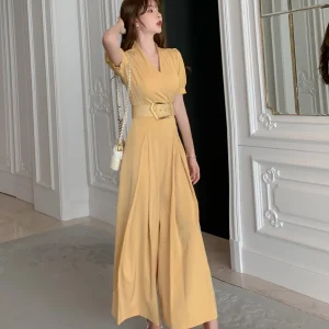 Acetate Satin High Waist Slim Wide Leg Pants Women Summer Profional Suit Ele Godd Sle One-Piece Long Pants - AliExpress Jumpsuits&Rompers
