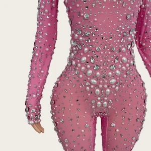 Tiaoliao Sparkly Rhinestones Big Pearls Tight Fitting Jumpsuit Women Sexy Showgirl Performance Wear Nightclub gig Stage Outfit - AliExpress Jumpsuits&Rompers
