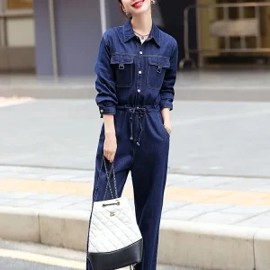 La Chapelle Casual Denim Overalls Women's Spring Autumn New Faion Anti-Aging Workwear One-Piece Pants High Waist Cotton - AliExpress Jumpsuits&Rompers