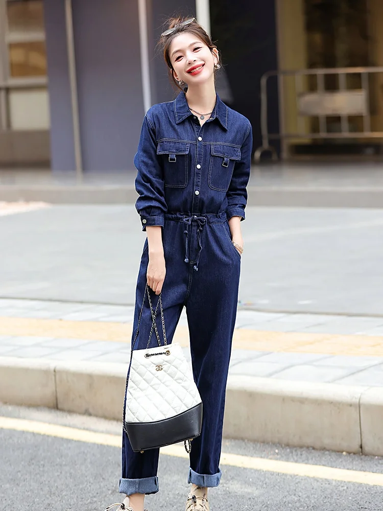 La Chapelle Casual Denim Overalls Women's Spring Autumn New Faion Anti-Aging Workwear One-Piece Pants High Waist Cotton - AliExpress Jumpsuits&Rompers