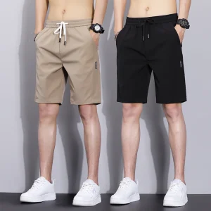 Khaki ort Pants Men's Summer Qui Dry High-End Feeling Five-Point Sports Casual Ice Silk Pants Loose Faion Urban Sle P... - AliExpress Pants