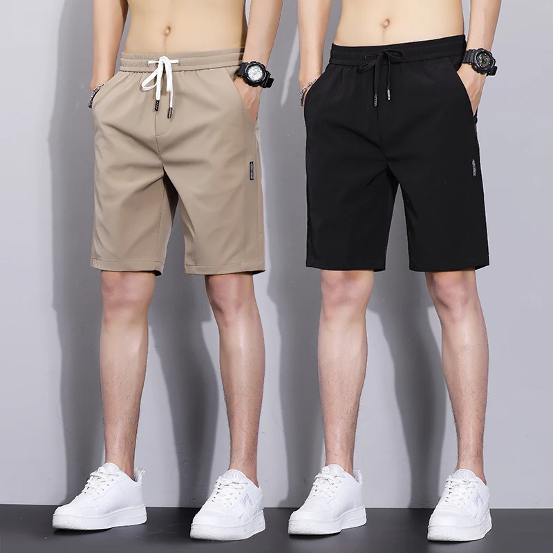 Khaki ort Pants Men's Summer Qui Dry High-End Feeling Five-Point Sports Casual Ice Silk Pants Loose Faion Urban Sle P... - AliExpress Pants