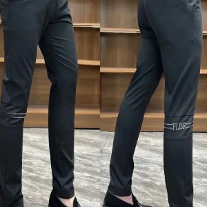Business Casual Pants Men's Slim Fit Embroidered Patchwork Straight Leg Cotton Trousers Youth Fashion Anti-Wrinkle - AliExpress Pants