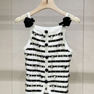 Women's Slim Fit Knitted Vest Spring 2026 New Sle Floral Striped Svel Top Knot Casual Wear Comfortable - AliExpress Sweaters&Jumpers