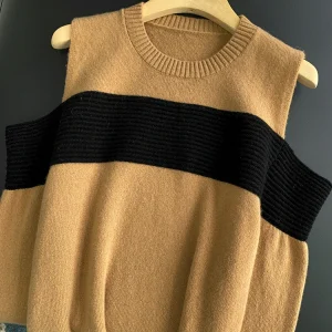 Pure Wool Knitted Sweater oulder Hole Design Women's Loose Fit Sle Commute Faion Low round Ne Long Sve Winter Coat - AliExpress Sweaters&Jumpers