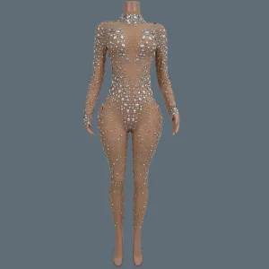 Sparkly Rhinestone Pearls Skinny Jumpsuit for Women Nightclub Party Stage Performance Bodycon Wear Luxury Sexy Jumpsuit Tiaoliao - AliExpress Jumpsuits&Rompers