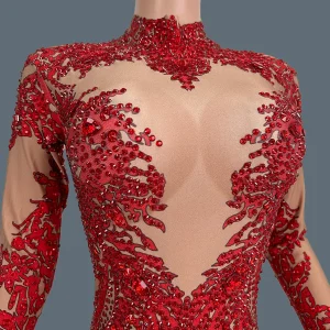 Sparkly Rhinestone Print Spandex Elastic Bodycon Jumpsuit Nightclub Party Stage Club Show Costume  Dance Skinny Wear Xiaotaohong - AliExpress Jumpsuits&Rompers