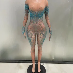 STOCK Sexy Fashion Jumpsuits Women Rhinestone Sequins Outfit Dancer Birthday party Stage Wear Drag Queen Show Shining Bodysuits - AliExpress Jumpsuits&Rompers