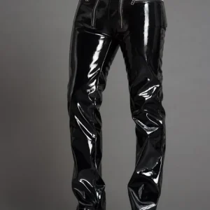 29-39 Men's New Stage Slim Japanned Leather Pants Fashion Personality Double Zipper Leather Pants Singer Costumes Trousers - AliExpress Pants