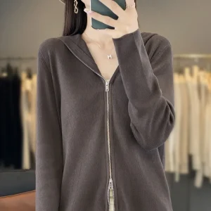 Fashionable Stylish Women's Worsted Wool Hooded Cardigan Autumn and Winter New Double Zipper Design Sense Small Coat - AliExpress Sweaters&Jumpers
