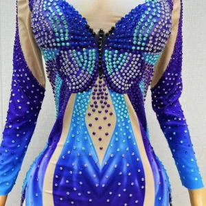 Butterfly Print Blue Sexy Jumpsuit Nightclub Party Outfit Event Stage Performance Tight Fancy Jumpsuit - AliExpress Jumpsuits&Rompers