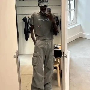 Washed Grey Workwear Cargo Pants American Vintage Casual Style Loose Fit Cotton Autumn Winter Men's Fashion Youthful Energy - AliExpress Pants