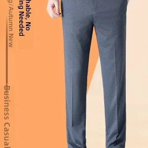 Spring Thin Men's Casual Pants New Busin Iron-Free Mid-aged Dad's Straight Leg Long Pants Elastic Straight Tube Long Trousers - AliExpress Pants