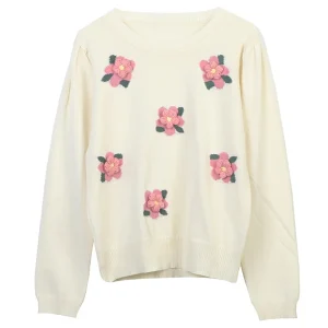 2025 New Women Sweater Long Sleeve White Pink Crew Neck - AliExpress Sweaters&Jumpers
