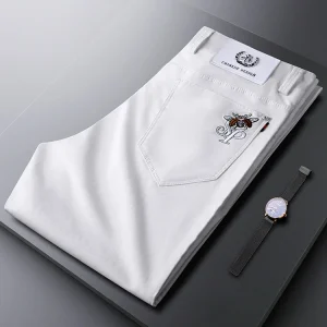 White Casual Men's Summer Thin Elastic k Patterned Pants Youthful Versatile Long Cotton Blend Mod Modal Polyester Trousers - AliExpress Pants