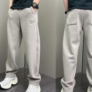 Warm Fce Lined Straight Leg Casual Pants Pure Color Spor New Arrival Youth Faionable Winter Trousers CleanFit Sle - AliExpress Pants