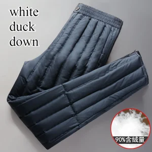 Men's Down Pants Lightweight Warm Inner Lining Deep Crotch High Waist Fitting White Duck Down Middle-aged Elderly Down Pants - AliExpress Pants