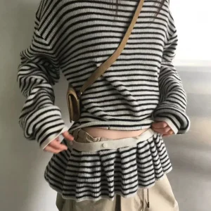 Spring New Sle Detachable Pleated Hem round Ne Long Sve Knitted Sweater Soft Wool Blend Commute Sle Women's Faion - AliExpress Sweaters&Jumpers