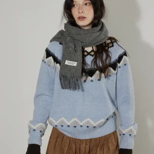 Loose Knitted Thiened Sweater Women Winter New Sle Fair Isle Geometric Patterned Cowl Ne Pullover Casual Comfortable Top - AliExpress Sweaters&Jumpers