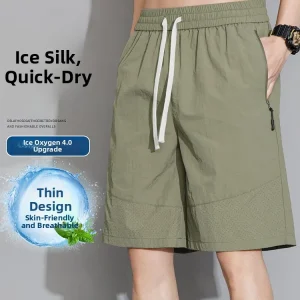 Ice Silk Men's orts Summer Thin Faion Large Size Loose Casual Mid-Pants Breathable Qui Dry Sports Five-Quarter Pants - AliExpress Pants