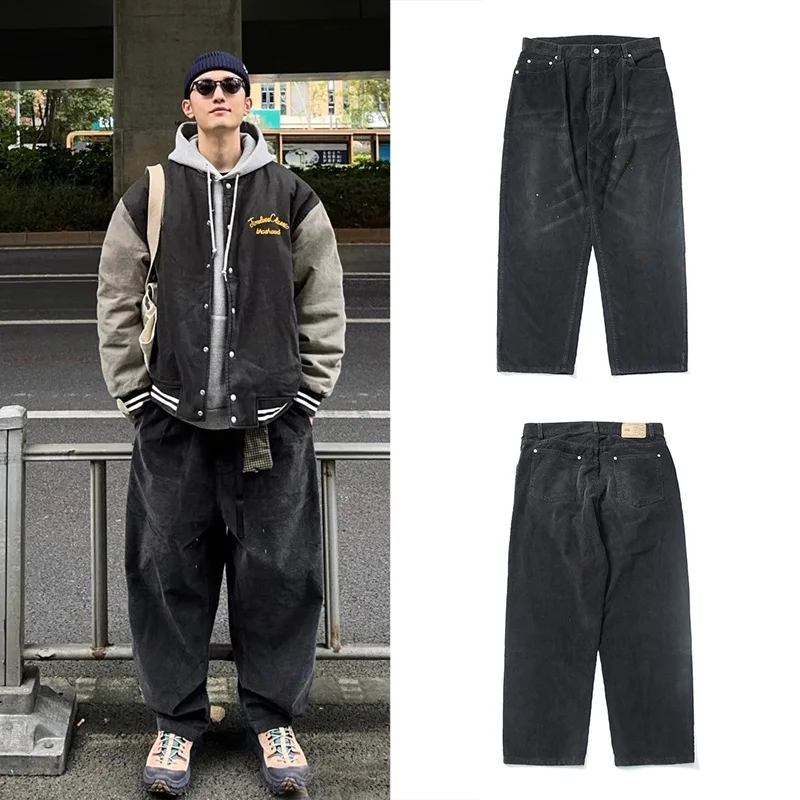 MADN Wu Wen Le ex Straight Leg Casual Pants Loose Fit Comfortable Waed out Ink Design Japanese Sle Loose Long Trou... - AliExpress Pants