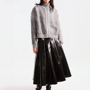 H&M Women's Knitted Cardigan Spring 2026 Zipper Organza Underlay Stand Collar Open Front Outerwear Casual Sle Floing Print - AliExpress Sweaters&Jumpers