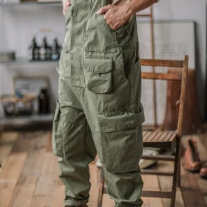 American Retro Workwear Overalls Loose Casual Men's Bib Pants Long Trousers Youthful Energy Sle Khaki Cotton Straight Leg - AliExpress Pants