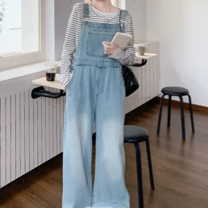 New Designer Women Casual Denim Overalls Lace Spliced Wide Leg Pants Loose Fit Jumpsuit Streetwear Jeans Suspenders Bib Rompers - AliExpress Jumpsuits&Rompers
