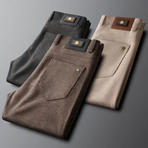 Light luxury casual business pants for men Autumn winter thick warm men pinstripe commuter pants for men - AliExpress Pants