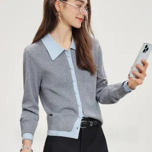 Ele Silk Wool Blend Knitted Sweater Fake Two-Piece Commute Top Soft Comfortable Long Sve Flip Collar Breathable Spring - AliExpress Sweaters&Jumpers