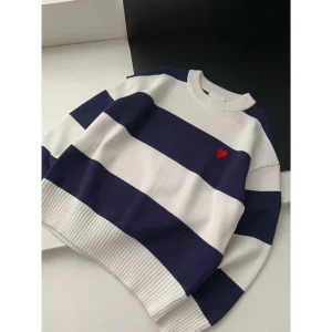 KAILE Early Autumn New Loose Knitted Sweater Striped Design Embroidered Heart ex Long Sve round Ne Pullover Top - AliExpress Sweaters&Jumpers