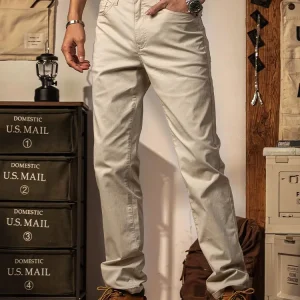 American Retro Straight Leg Casual Pants Men's Summer Thin Khaki Long Pants Anti-Wrinkle Jeans mid Waist Straight Tube Trousers - AliExpress Pants