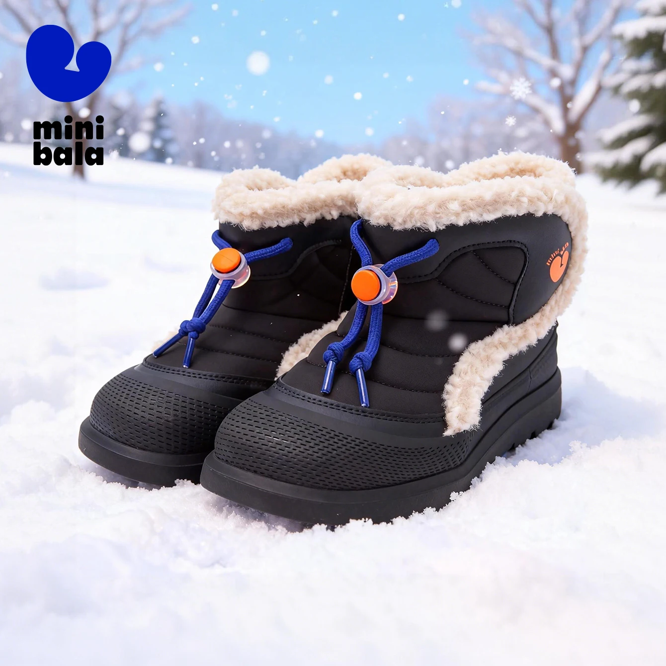 Mini Balabala Kids Snow Boots Winter Plush Lined Anti-Slip Rubber Sole Easy-Clean Shoes - AliExpress Children's Shoes