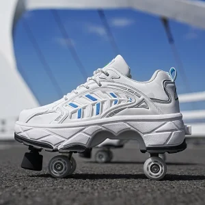 Childrens Roller Skates Four-wheel Button Type Retractable Band Brakes Stable Street Sliding Wear-resistant Wheel Shoes for Kids - AliExpress Sneakers