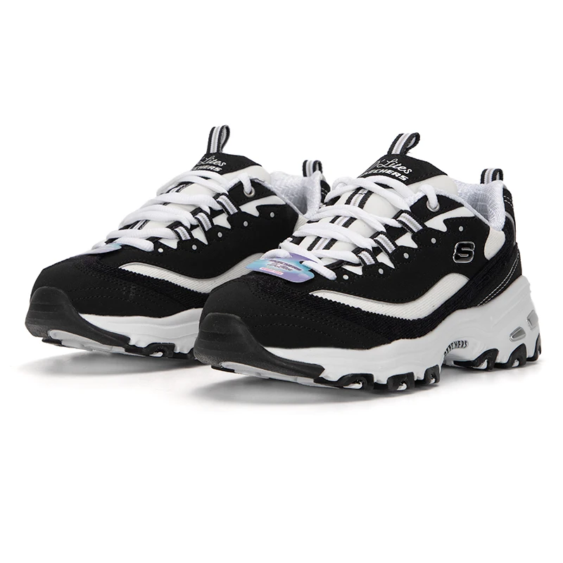 Skechers Patchwork D'Lites 1.0 Thick-Soled Fashionable Dad Shoes Women's Casual Sports Shoes 149906-Bkw - AliExpress Sneakers